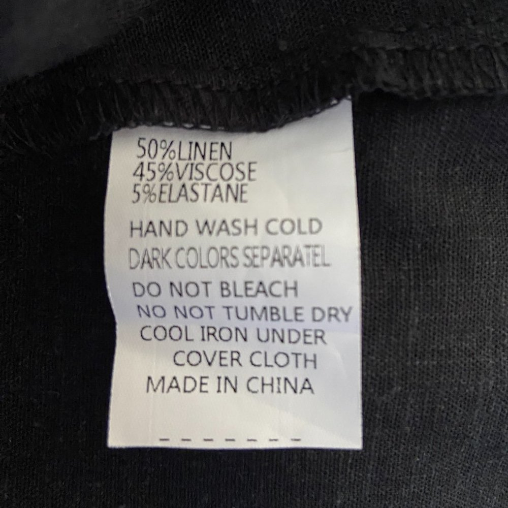 🌱 LEONI women’s midi dress black Size L / 14 Linen Blend NEW V neck - Picture 7 of 10